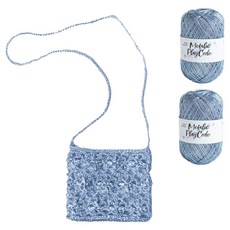 Yarna 迷你包 金屬感遊戲繩線 70g 2入 + 印刷圖案組 編織DIY材料包, 1套, 108 藍色