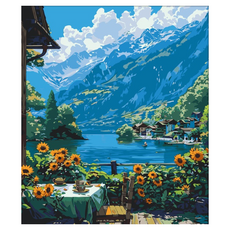 Monogent DIY 繪畫 數字油畫 名畫 自然風景繪畫, 1套, Type O