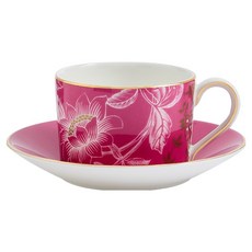 웨지우드 톤퀸 커피잔 + 잔받침 세트, 핑크, 1세트