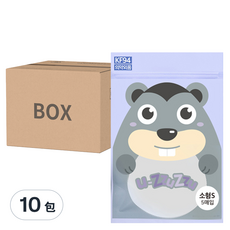 UZZUZZU 鳥嘴型口罩 兒童用(XS) KF94, 5片, 10包, 白色