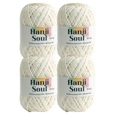 Yarna Hanji Soul 抓皺包 Hanji Soul 50g 4入 + 多角木珠 2入 + 圖樣編織圖 套組 編織 DIY 材料包, 1套, 701 象牙白(Hanji Soul), 淺米色(木珠)