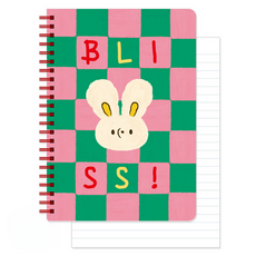 Monolike Unmatched Friedns 第2代A5線圈橫線筆記本, 1本, 粉色 + 綠色