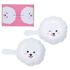 Dailylike 手柄盤2件組 + 包裝盒組 11 比熊好朋友, 1套, 混色, 餐盤2件 + 包裝盒