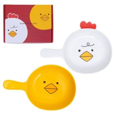 Dailylike 手把盤2件 + 包裝盒套組 12 素描雞, 1套, 混合颜色, 盤子2件 + 包裝盒