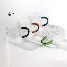 앞날창창 홈카페 아이스 커피 내열 유리 머그컵 350ml 4종, 혼합색상, 1세트