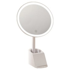 컴스 무선 LED 메이크업 휴대폰 거치대 탁상거울 ZA166, 화이트