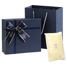 Marbella禮物包裝盒+填充物組+購物袋組 大型 35*25*9cm, 1套, 海軍藍