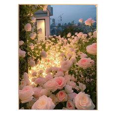 비엠디자인 화려한 러블리 보석십자수 70 x 100 cm, 장미와 조명, 1개