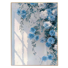 BM設計 花卉 珍貴鑽石畫 70 x 100 cm, 1個, 藍玫瑰