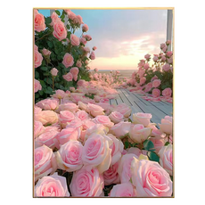 비엠디자인 플라워 소중한 십자수 60 x 80 cm, 장미와 조명, 1개