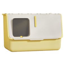 UrbanPaw 守愛前艙口超大全封閉貓砂盆, 1個, 白黃色