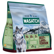 WASATCH 瓦莎奇 原生犬糧裹凍乾 1kg 全犬糧, 牛肉 + 羊肉 + 鹿肉, 1袋