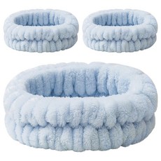 Nalli Sisters 簡約洗臉髮帶, 3個, 24 天空藍 三線