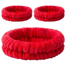 Nalli Sisters 簡約洗臉髮帶, 3個, 19 紅色 三線