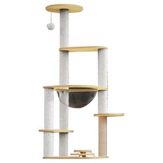 SkyLife 貓跳台 ZK-B 115cm, 白色 + 原木色, 1個