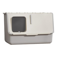 UrbanPaw 守愛前艙口超大全封閉貓砂盆, 1個, 白灰色