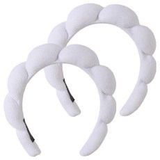 俏皮姐妹可愛洗臉髮帶, 2個, 白色雲朵髮帶