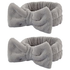 俏皮姐妹可愛洗臉髮帶, 2個, 灰色蝴蝶結