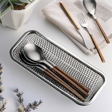 萌萌 復古餐具筒 不鏽鋼收納籃 多用途整理盒 小, 2個, 單一顏色