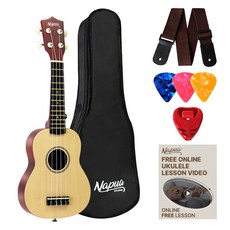 나푸아 입문용 우쿨렐레 초보 패키지 세트 NU330S N, 소프라노, 1개
