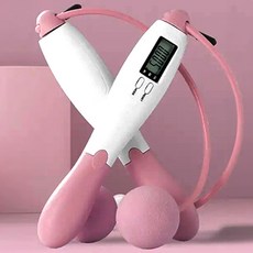 精算卡路里二合一計數跳繩, 粉白色, 1個