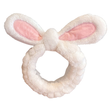 淘氣姐妹 可愛兔耳洗臉髮帶, 1個, 白色