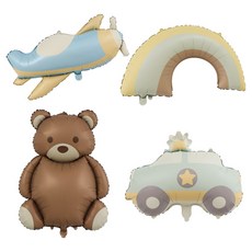 코히모 곰돌이 + 자동차 + 비행기 + 무지개 파티 풍선 세트 5W0362, 1세트, 혼합색상