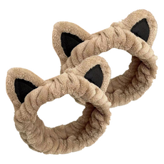 Nalli Sisters 貓耳洗臉髮帶, 2個, 深棕色