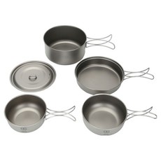 코오롱스포츠 티타늄 솔로 쿡웨어 KEXEX24181TIT 5종 세트, 실버, 1세트