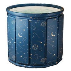 免安裝泡澡桶 附注水坐墊 + 排水管 + 收納袋, 1個, 星空藍