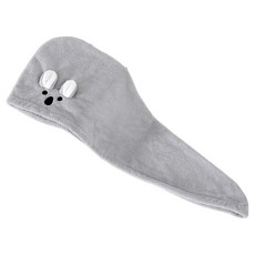 珊瑚絨動物乾髮帽2件組 0533, 灰色, 1組