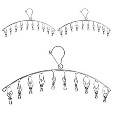 AHOYE 加粗不鏽鋼防風10夾曬衣夾, 銀色, 3個