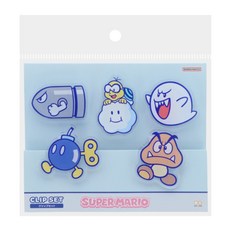 sun-star 超級瑪利歐壓克力夾5件組 灰藍色, 1組