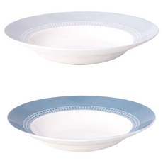 骨瓷雅凜義大利麵碗盤雙人組, 1套, 灰色, 藍色