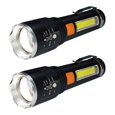 明沛 USB充電雙光源手電筒 MP9348, 黑色, 2個