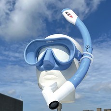 ButterFly Fish 蝴蝶魚 兒童青少年潛水面鏡+乾濕兩用呼吸管 10~18歲適用 附面鏡盒 MKC2501 藍色, 均碼(14.3 x 7cm)