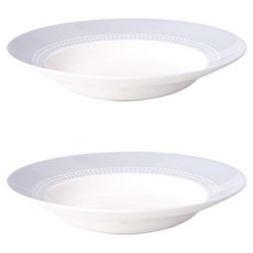 HANKOOK CHINAWARE 骨瓷 雅凜 雙人義大利麵碗盤, 2個, 灰色