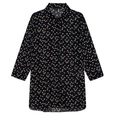 꼼빠니아 여성용 시스루 롤업 프린팅 반소매 아우터형 롱 블라우스 CADU5-WRC170