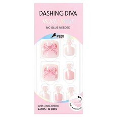 데싱디바 매직프레스 페디 실키 리본 세트, 핑크 + 코랄, 1개