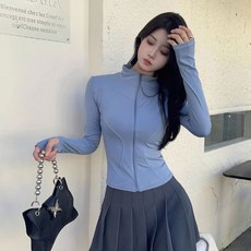 Sunbit 女款 Ariz 長袖指孔拉鍊防磨衣上衣, 天空藍