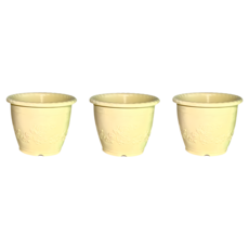 翠筠 浮雕歐洲盆, 象牙白, 3件