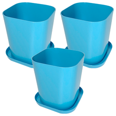 翠筠 彩方盆 附底盤, 混合顏色, 3個