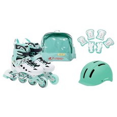 랜드웨이 아동용 모션 인라인 스케이트 + 헬멧 + 보호대 + 가방 풀세트, 민트, 1세트