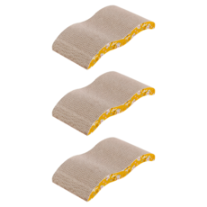 M型瓦楞紙貓抓板, 黃棕色, 3個