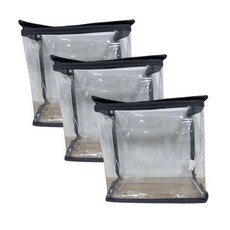 萬用透明收納袋 鐵灰色 旅行收納袋 防水收納袋, 3個