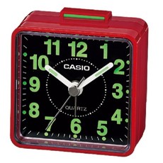 CASIO 卡西歐 方形小鬧鐘 TQ-140-4DF, 紅色黑面