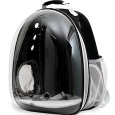 DING DONG PET 寵物透明太空後背包, 黑色, 1個