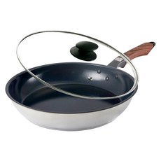 hokua 北陸 Mecera Zero 電磁爐適用 陶瓷IH 三層複合金不沾平底鍋 附蓋, 26cm, 1個