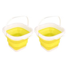 Dailycoo 便利美術水桶 2入, 方形黃色