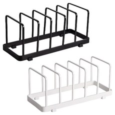 Homely Zakka 日式簡約鐵藝多功能碗盤收納架/碗碟瀝水架/砧板置物架2件組, 白色 + 黑色, 1組, 5層
